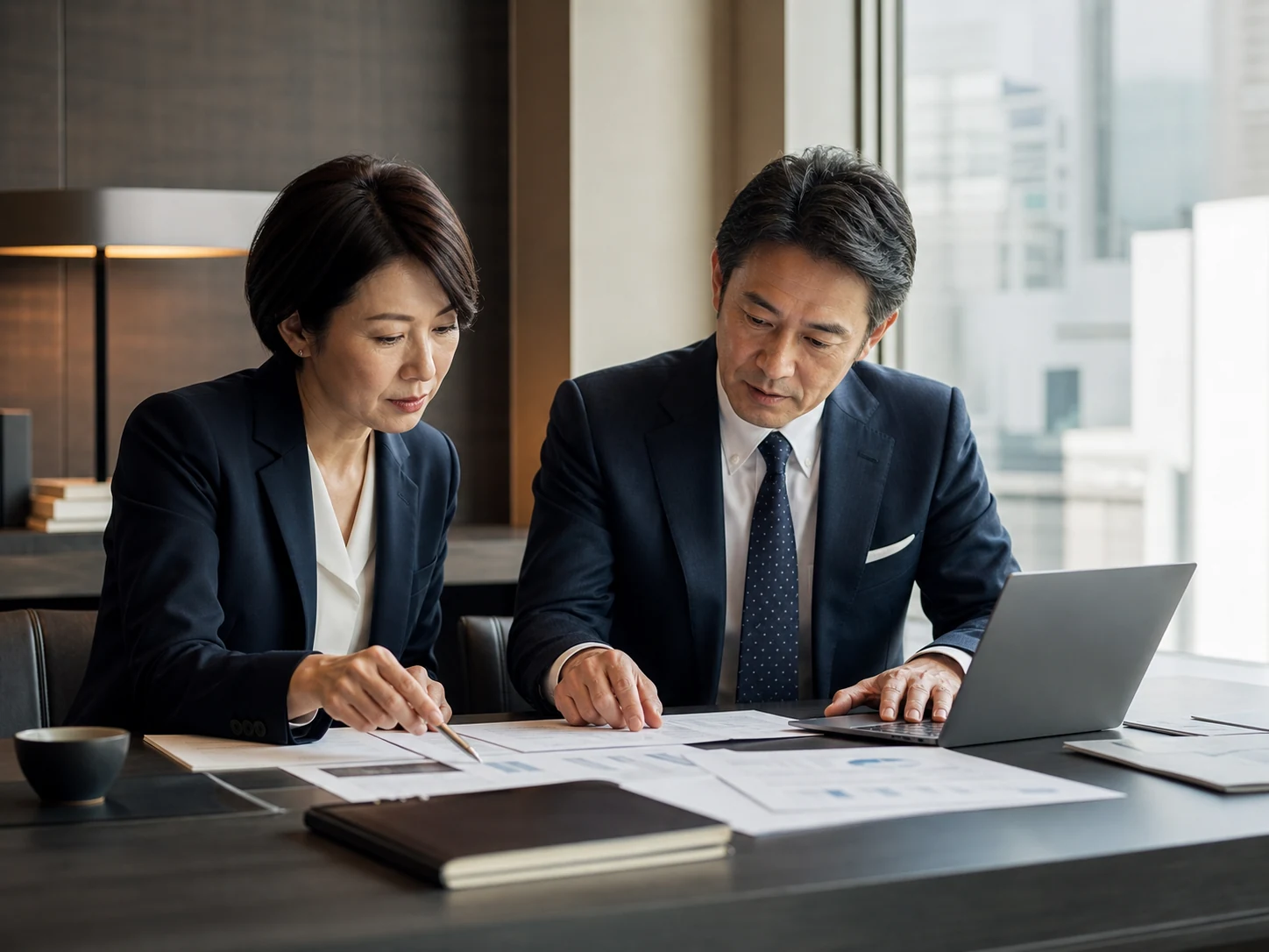 証憑と総勘定元帳を確認する税理士チーム